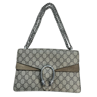GUCCI GG Supreme Dionysus Small Shoulder Bag Beige Silver Hardware GU585