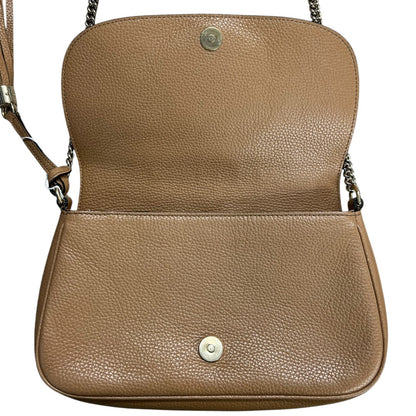 GUCCI Pebbled Leather Soho Chain Shoulder Bag Beige Gold Hardware Gu583