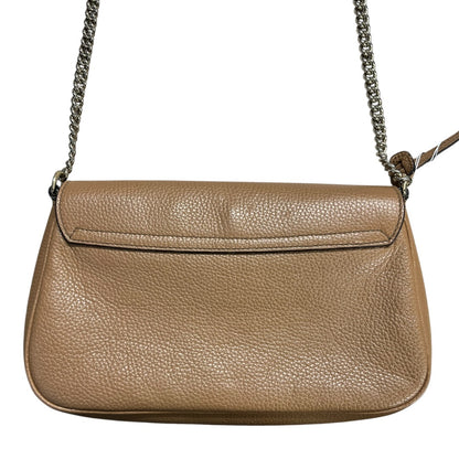 GUCCI Pebbled Leather Soho Chain Shoulder Bag Beige Gold Hardware Gu583