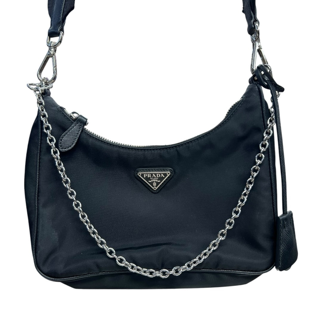 PRADA Re-Nylon Re-Edition 2005 Shoulder Bag Black Silver Hardware PR187