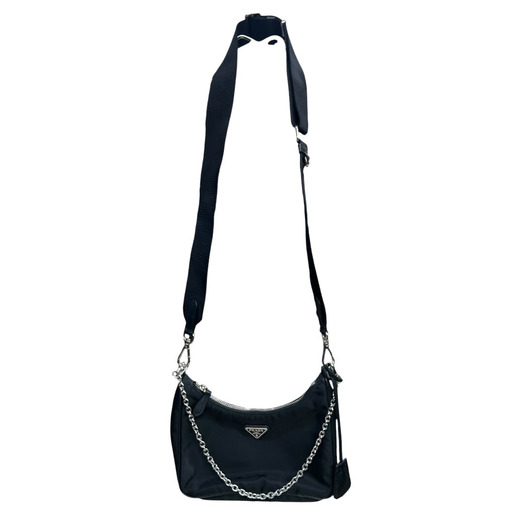 PRADA Re-Nylon Re-Edition 2005 Shoulder Bag Black Silver Hardware PR187