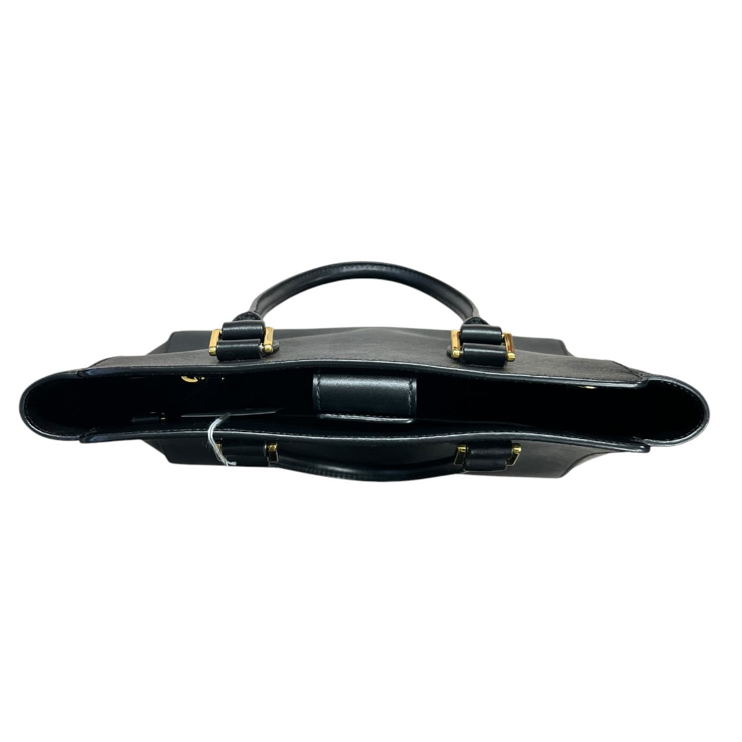 PRADA Saffiano Leather Tote Handbag Black Gold Hardware PR183