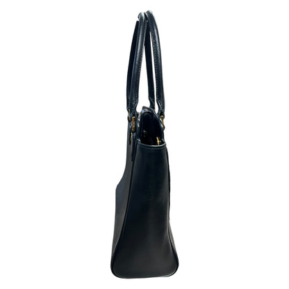 PRADA Saffiano Leather Tote Handbag Black Gold Hardware PR183