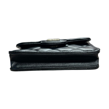 CHANEL Lambskin Mini Flap Handbag Black Gold Hardware CH2134
