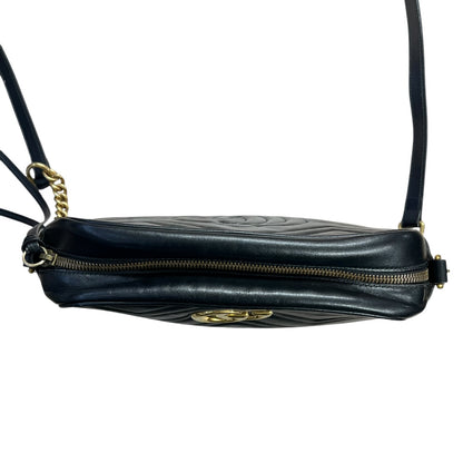 GUCCI Matelassé GG Marmont Small Camera Bag Black Gold Hardware Gu584