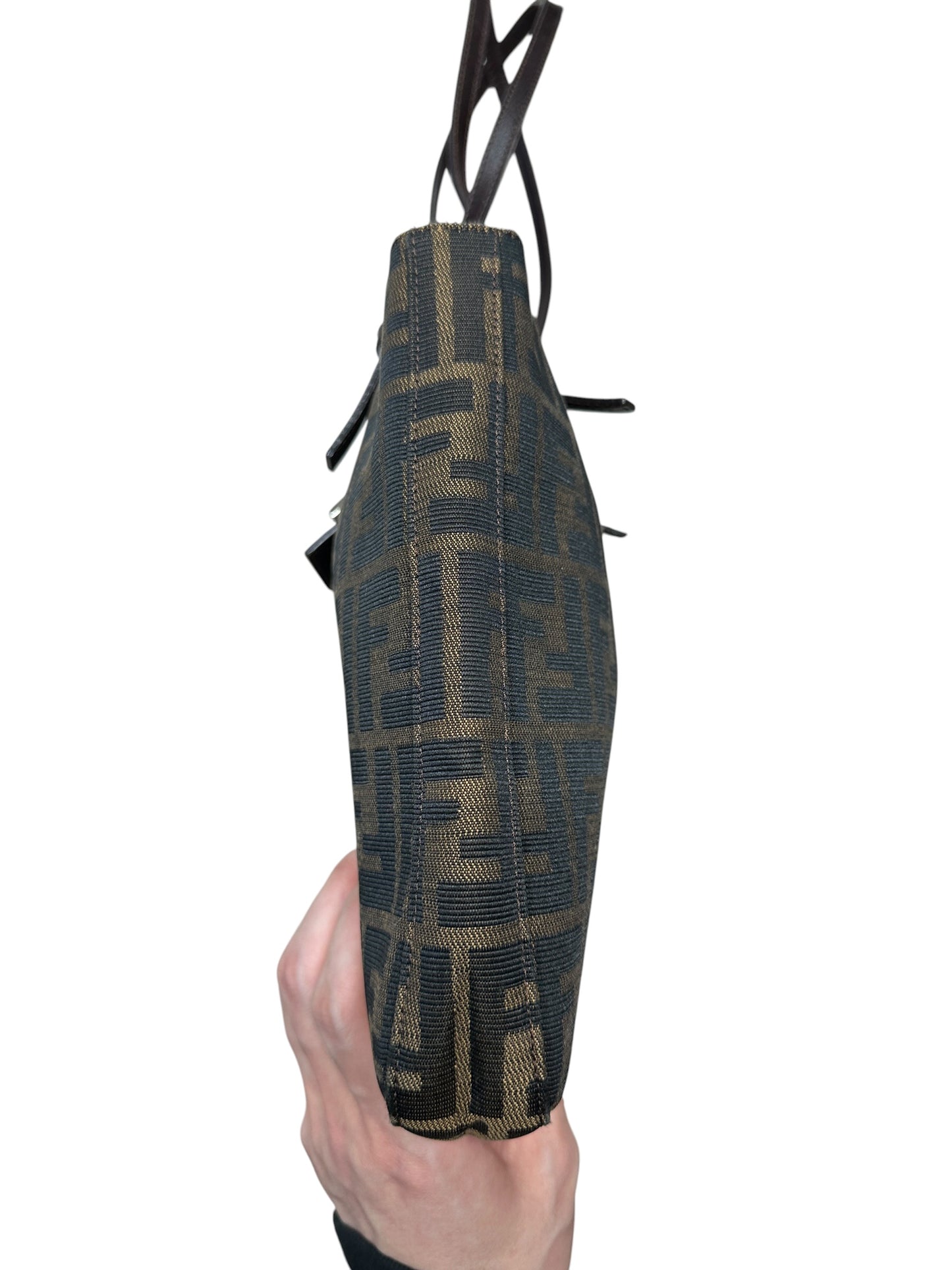 FENDI Zucca Canvas Mamma Baguette Tote Bag Brown FE371
