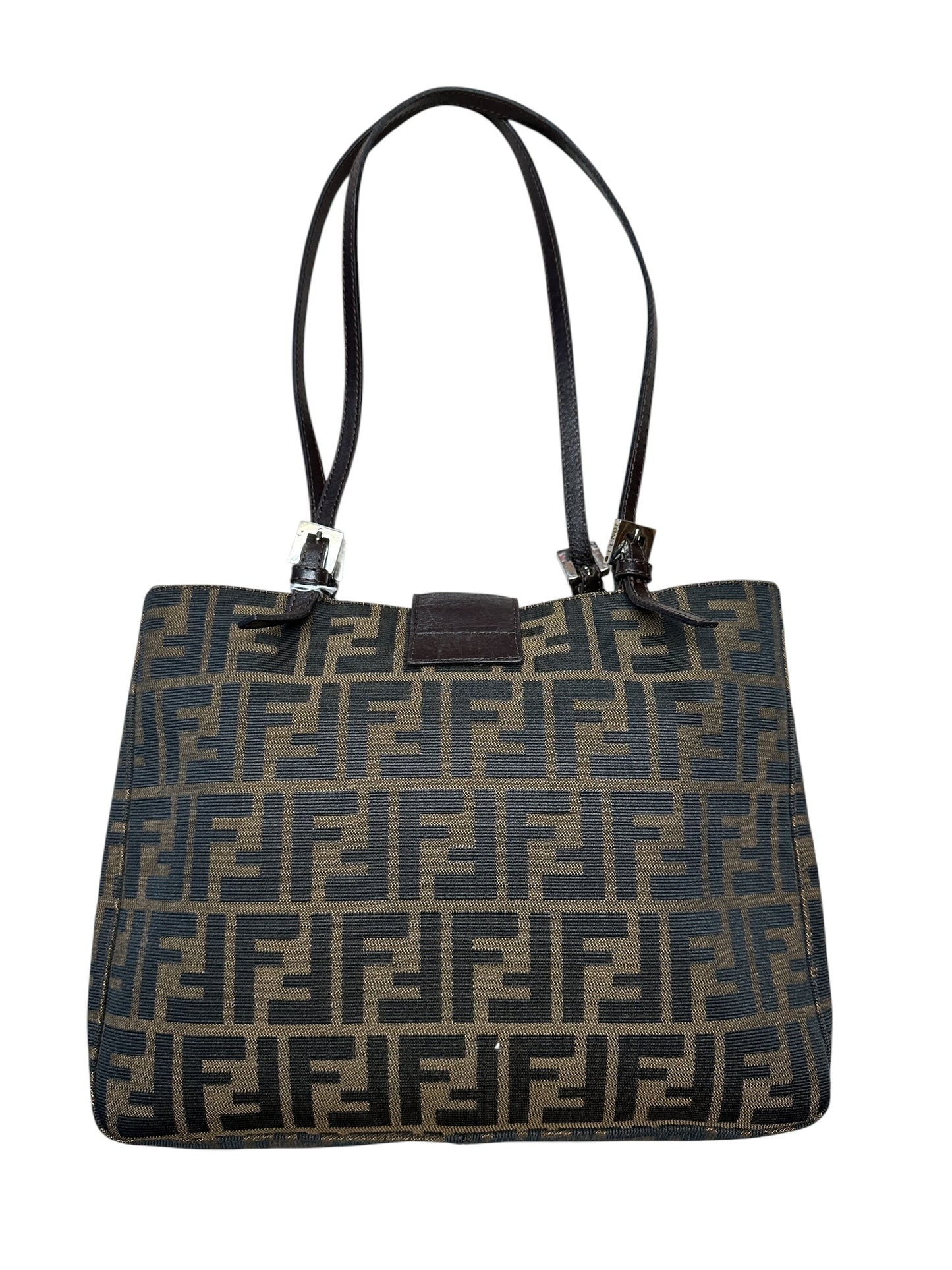 FENDI Zucca Canvas Mamma Baguette Tote Bag Brown FE371