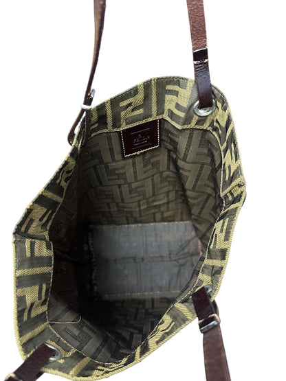 FENDI Zucca Canvas Shopper Tote Bag Brown FE372