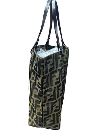 FENDI Zucca Canvas Shopper Tote Bag Brown FE372