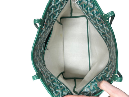 GOYARD Goyardine Artois MM Tote Bag Green Silver Hardware GO14