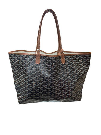 GOYARD Goyardine Saint Louis PM Custom Painted Tote Bag Black GO15