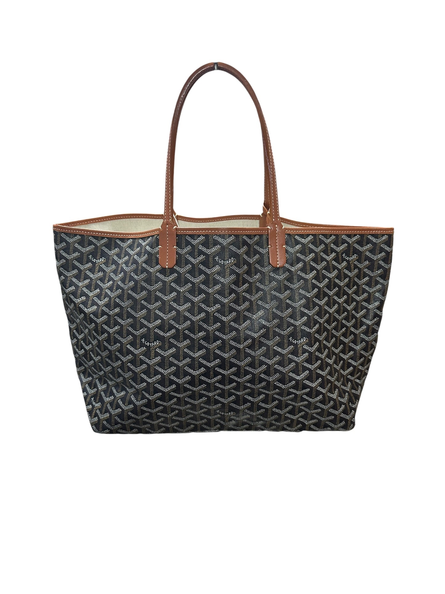 GOYARD Goyardine Saint Louis PM Tote Bag with Pouch Black GO16
