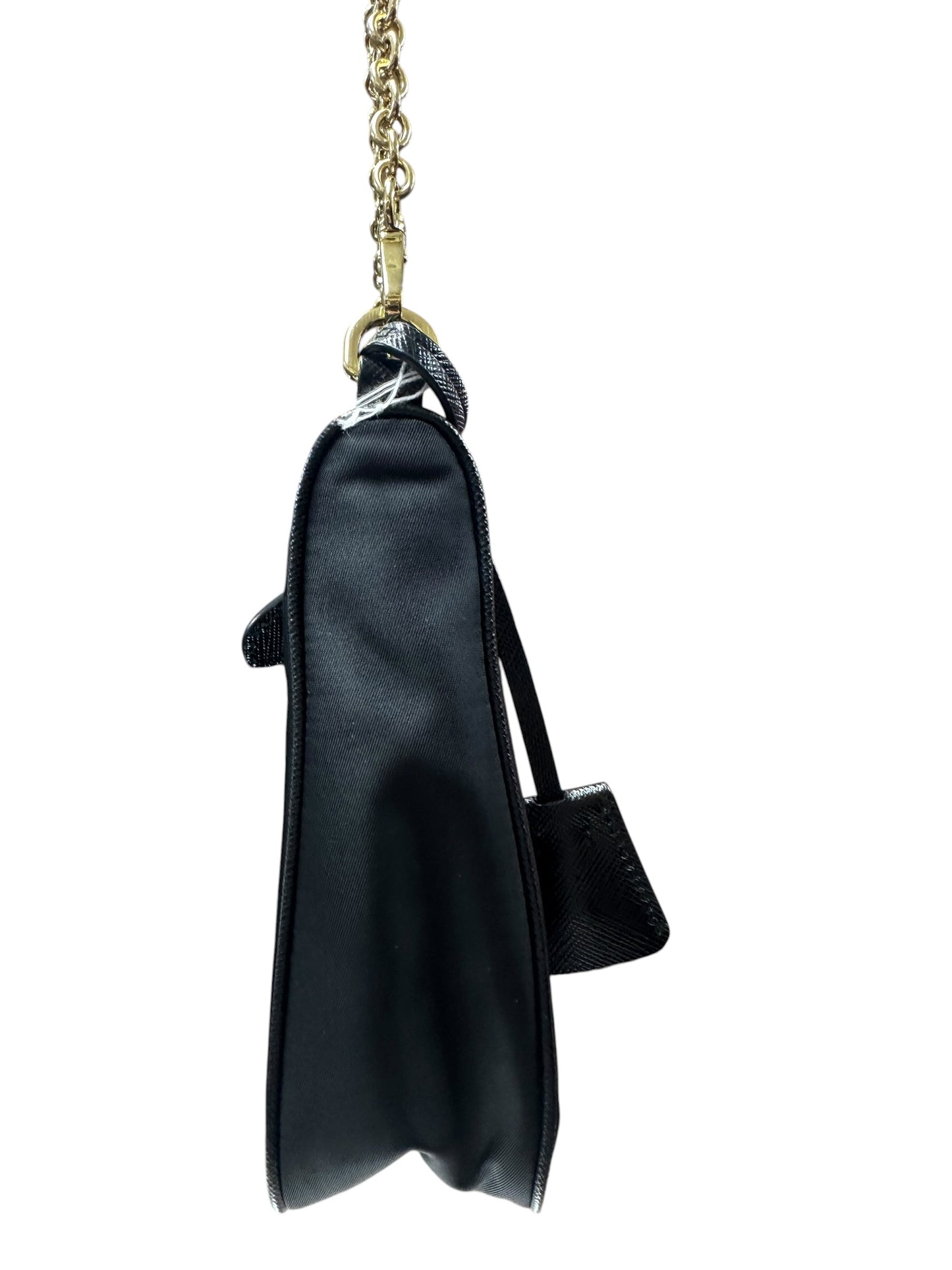 PRADA Re-Edition 2005 Nylon Chain Shoulder Bag Black Gold Hardware PR197