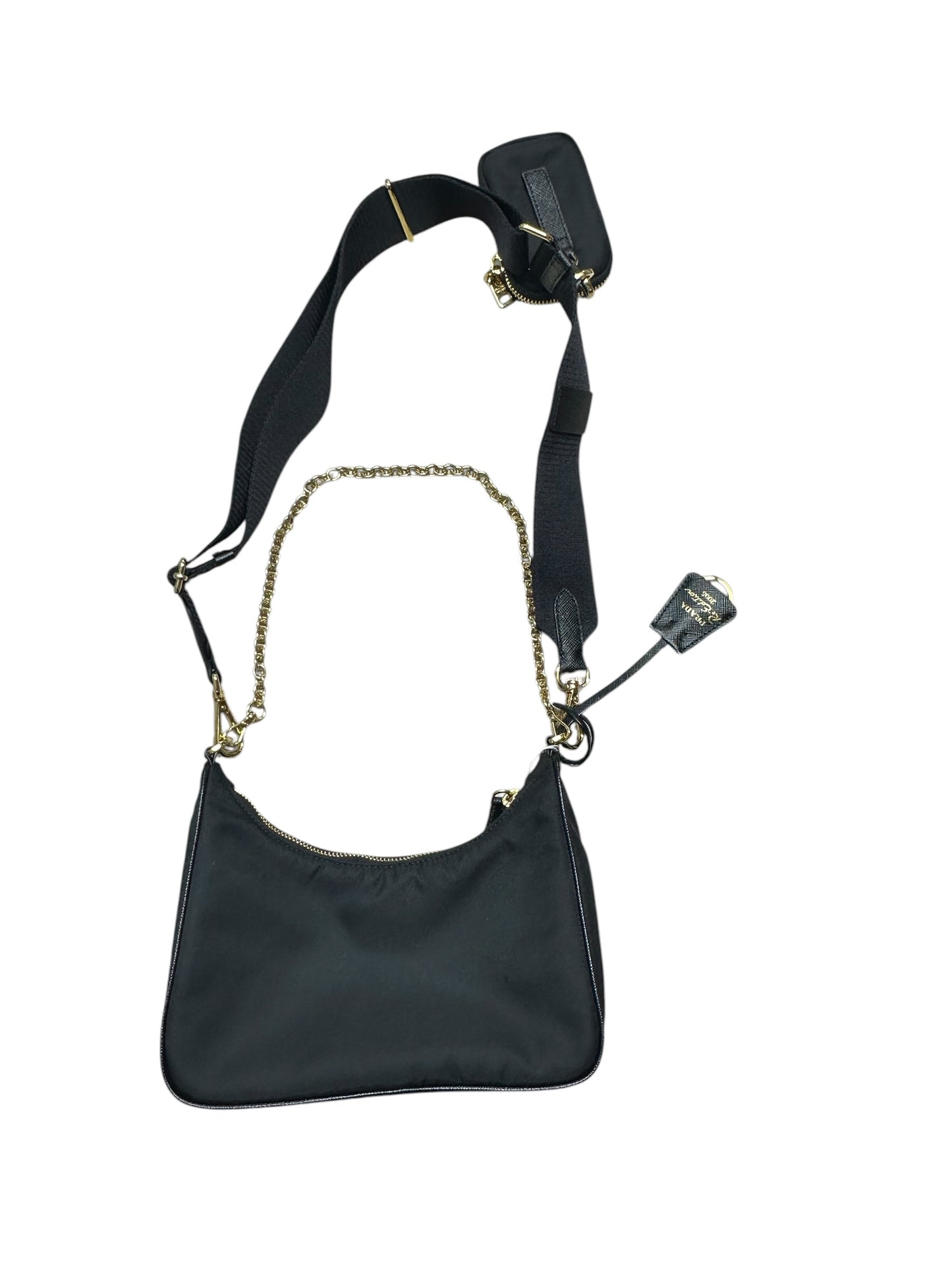 PRADA Re-Edition 2005 Nylon Chain Shoulder Bag Black Gold Hardware PR197