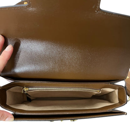 GUCCI GG Supreme Horsebit 1955 Shoulder Bag Beige Brown Gold Hardware GU596