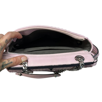 FENDI Leather Dotcom Click Chain Shoulder Bag Pink Silver Hardware FE300