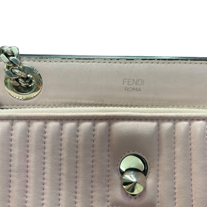 FENDI Leather Dotcom Click Chain Shoulder Bag Pink Silver Hardware FE300