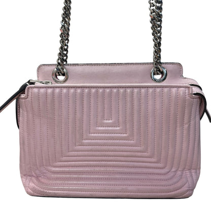 FENDI Leather Dotcom Click Chain Shoulder Bag Pink Silver Hardware FE300