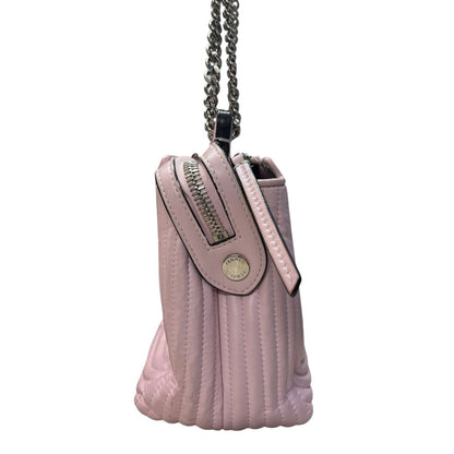 FENDI Leather Dotcom Click Chain Shoulder Bag Pink Silver Hardware FE300