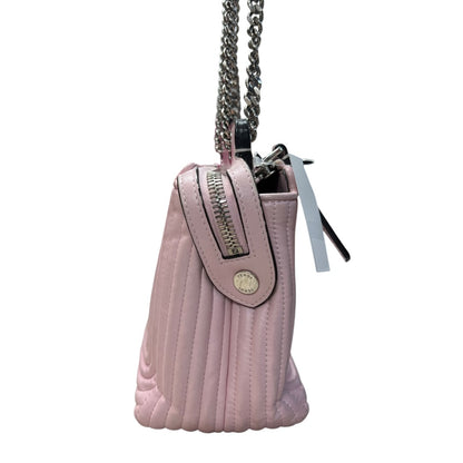 FENDI Leather Dotcom Click Chain Shoulder Bag Pink Silver Hardware FE300