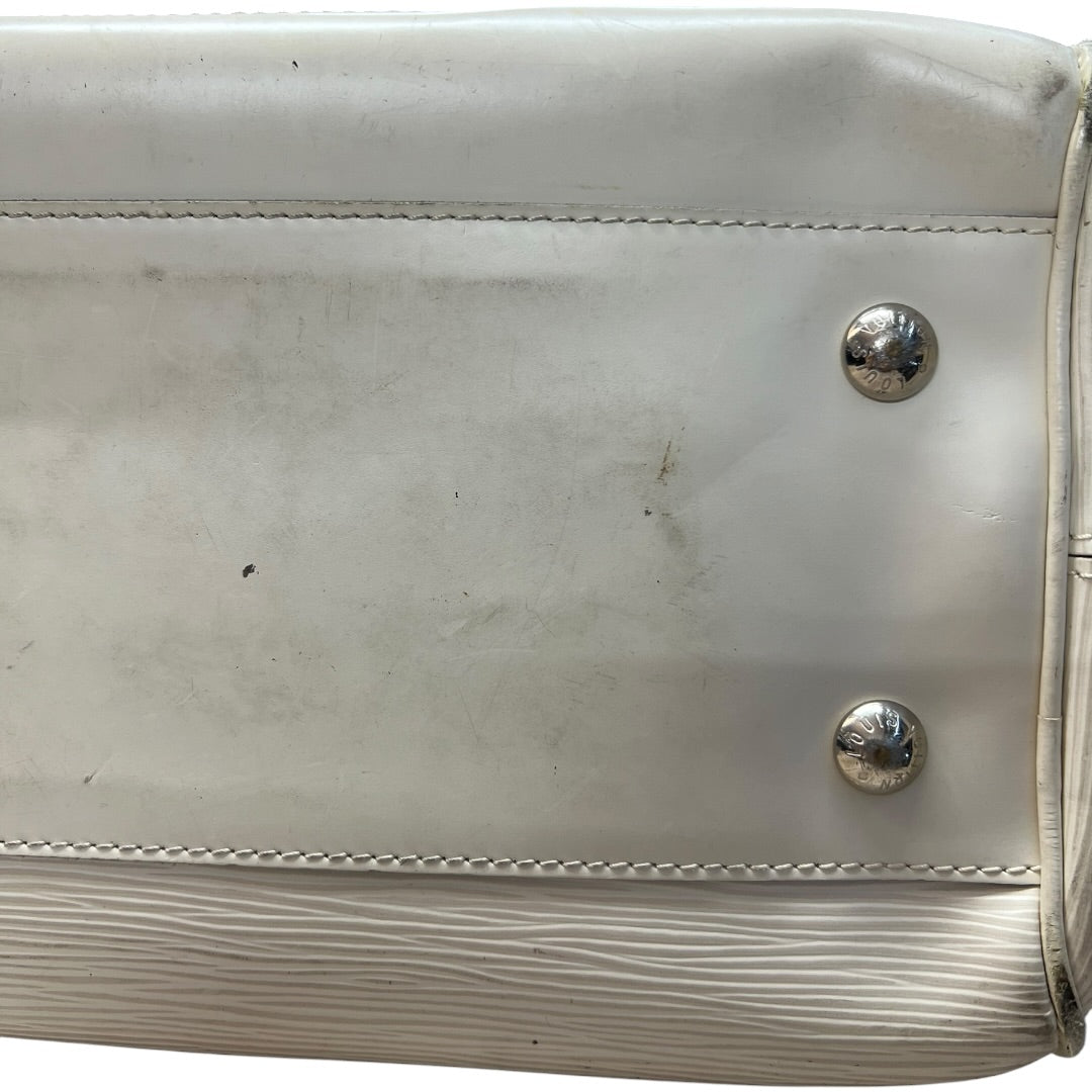 LOUIS VUITTON Epi Leather Montaigne GM Bowling Bag White Gold Hardware LO521