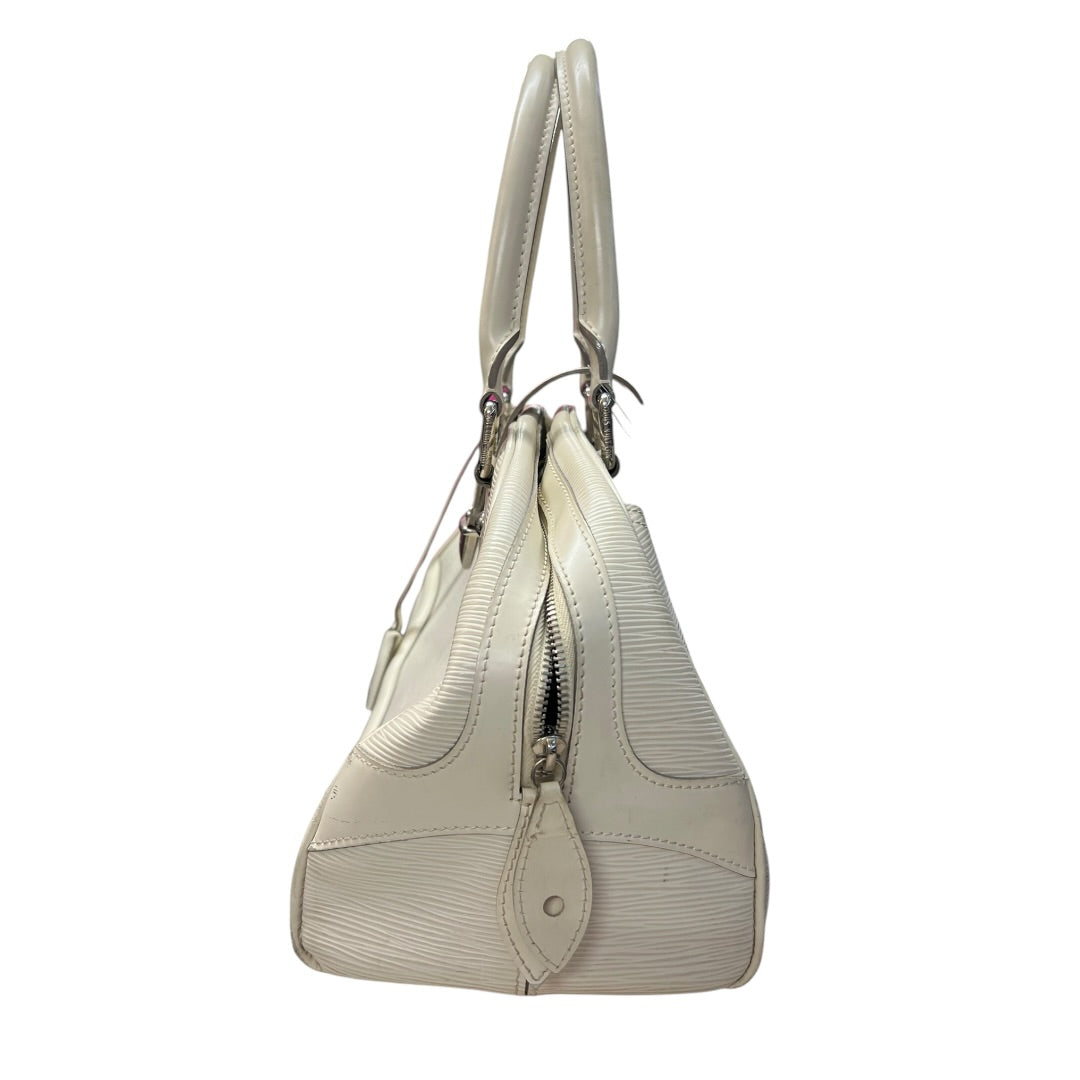 LOUIS VUITTON Epi Leather Montaigne GM Bowling Bag White Gold Hardware LO521