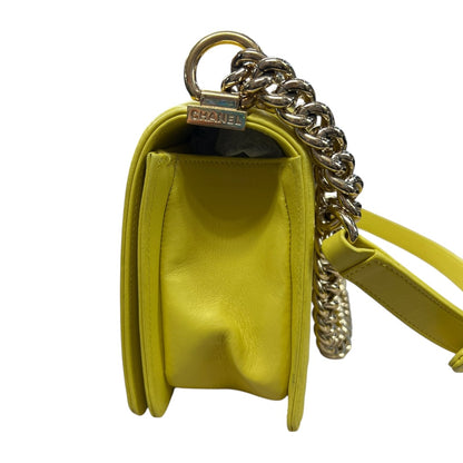 CHANEL Lambskin & Raffia Boy Handbag Yellow Gold Hardware CH1949