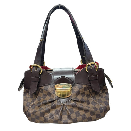 LOUIS VUITTON Damier Ebene Sistina PM Shoulder Bag Brown Gold Hardware LO1377