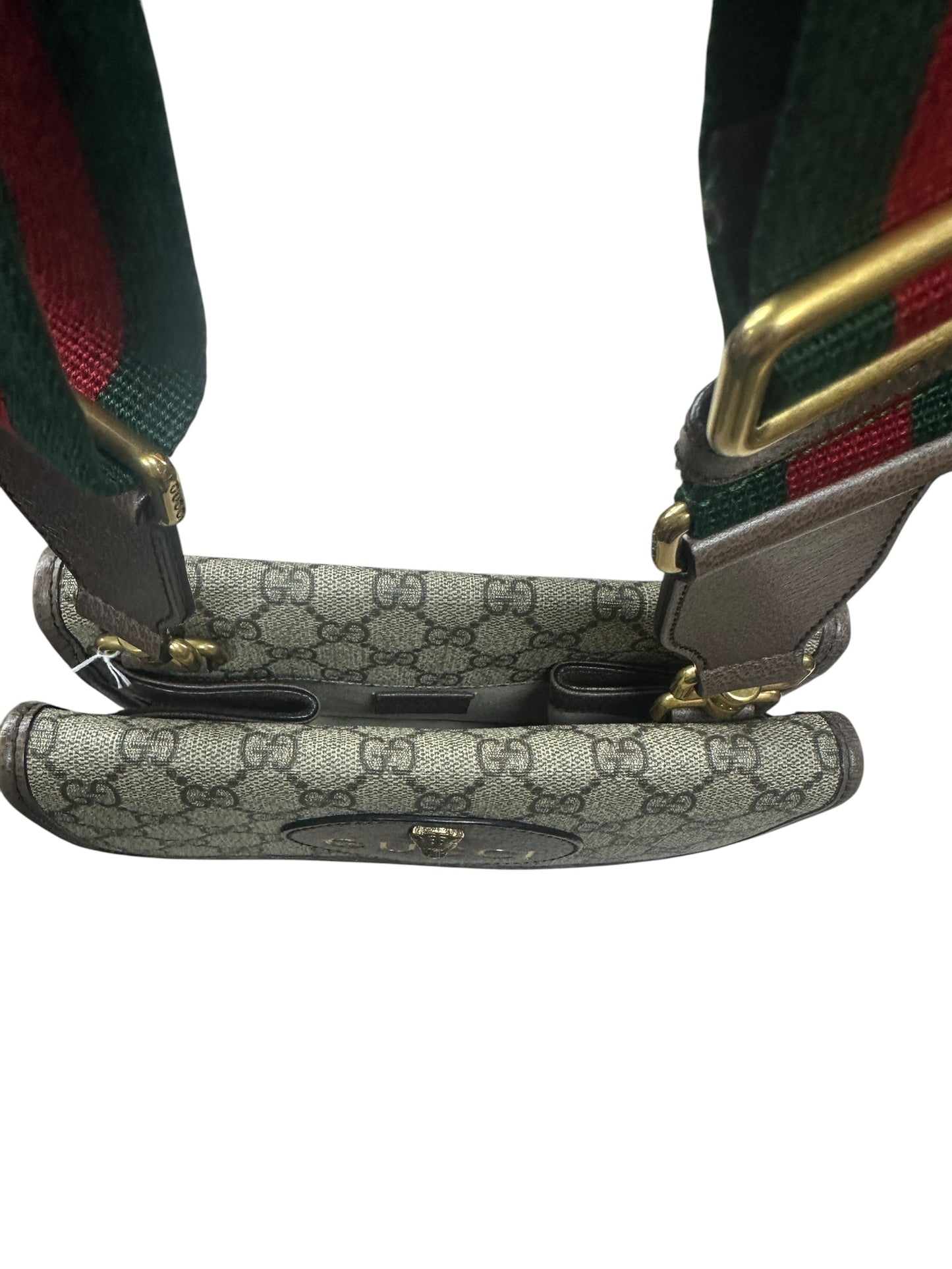 GUCCI GG Supreme Neo Vintage Messenger Bag Beige Ebony Gold Hardware GU606