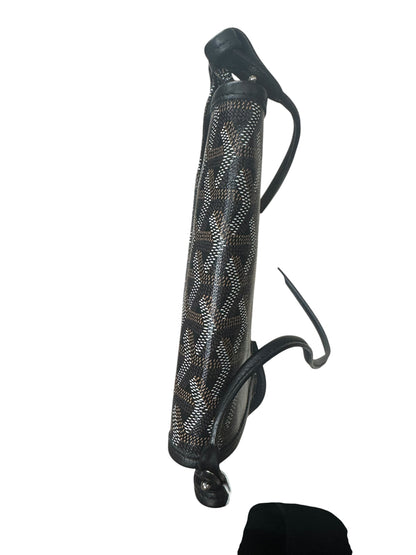 GOYARD Goyardine Plumet Crossbody Bag Black Silver Hardware GO18
