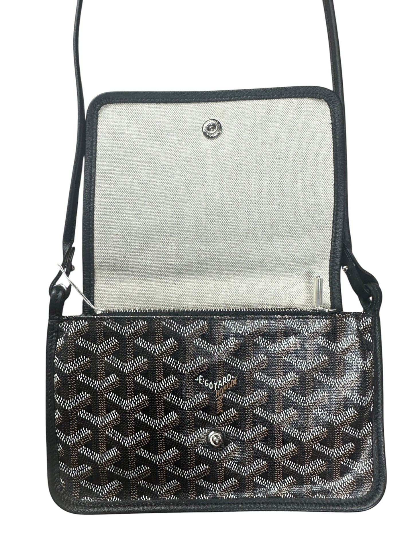 GOYARD Goyardine Plumet Crossbody Bag Black Silver Hardware GO18