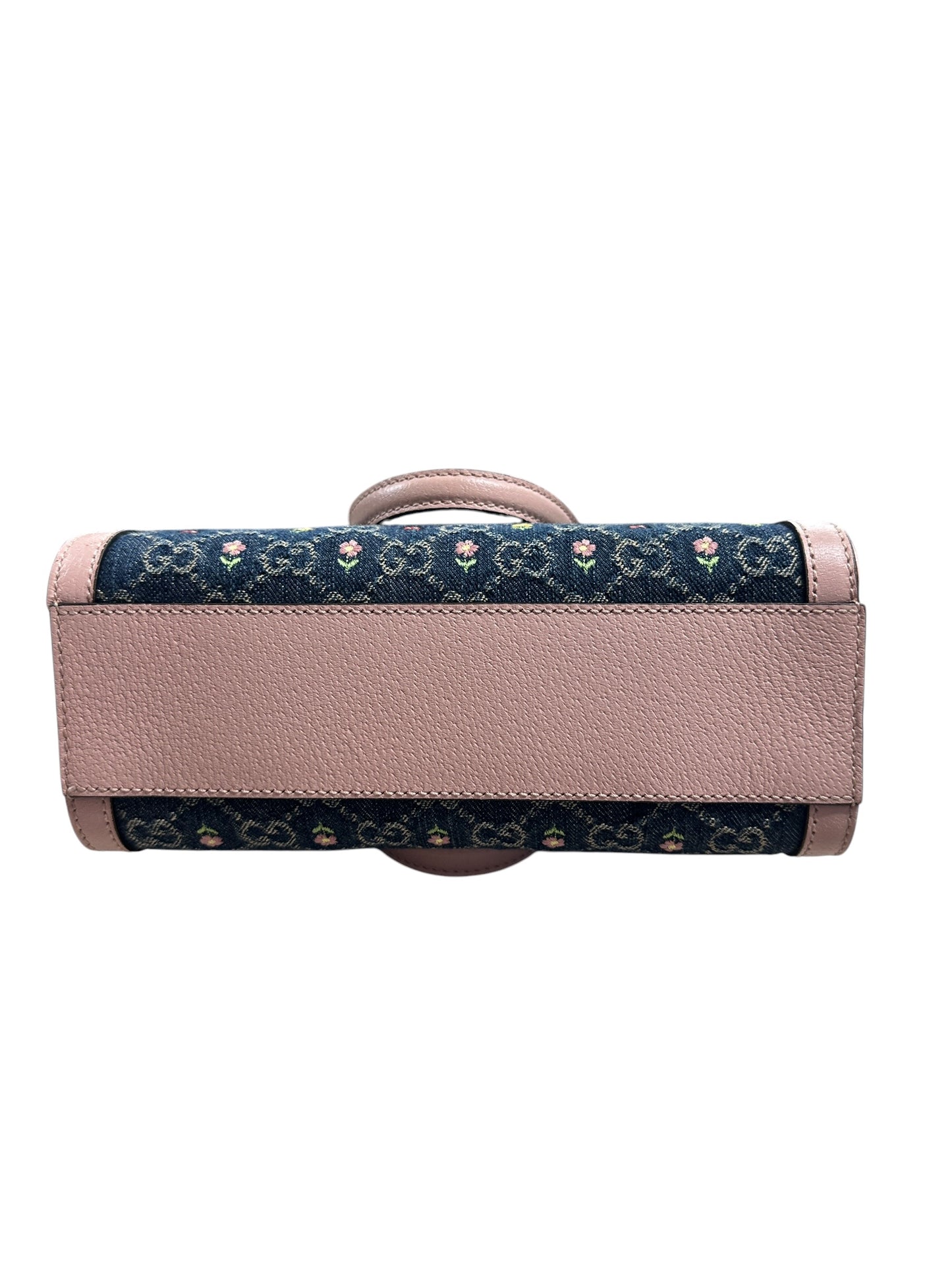 GUCCI GG Denim Ophidia Small Tote Bag Blue Pink Gold Hardware GU611