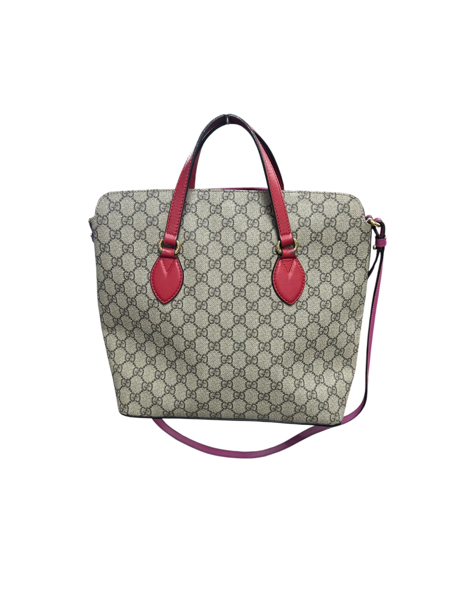 GUCCI GG Supreme 2Way Shoulder Bag Beige Gold Hardware GU613