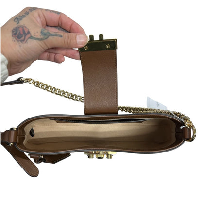 GUCCI GG Supreme Canvas Padlock GG Supreme Shoulder Bag Beige/Brown Gold Hardware GU618