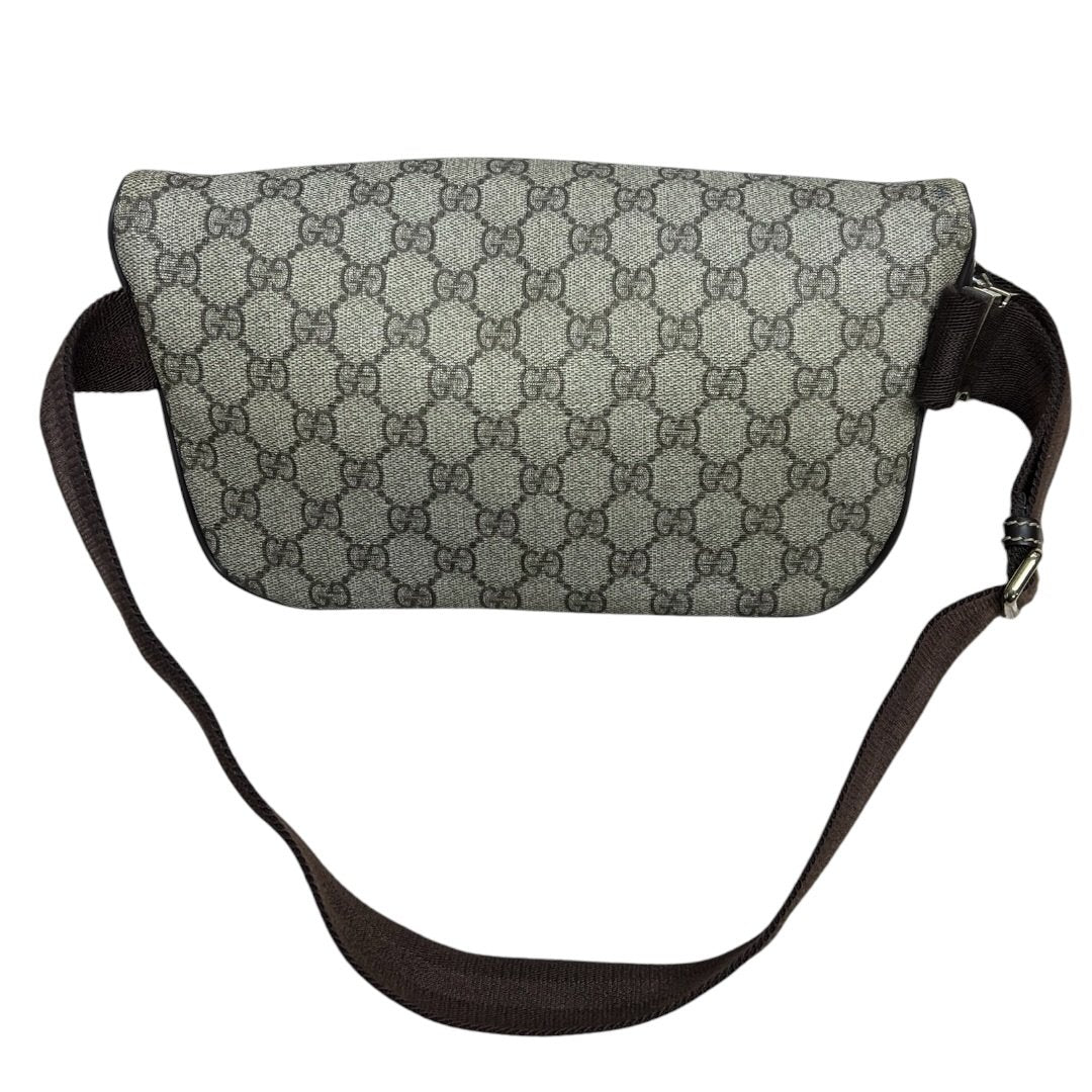 GUCCI GG Supreme Canvas GG Supreme Belt Bag Belt Bag Beige and Dark Brown Gold-tone Hardware GU616