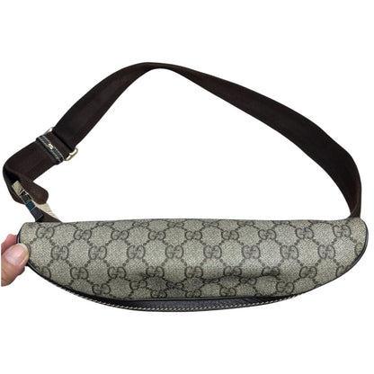 GUCCI GG Supreme Canvas GG Supreme Belt Bag Belt Bag Beige and Dark Brown Gold-tone Hardware GU616