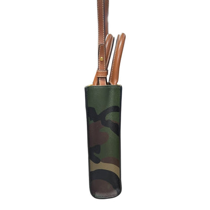 CELINE Coated Canvas Mini Vertical Cabas Handbag Green Camouflage Gold Hardware Ce260