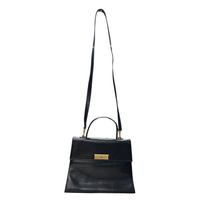 UNKNOWN Textured Leather UNKNOWN Handbag Black Gold Hardware Ch2156