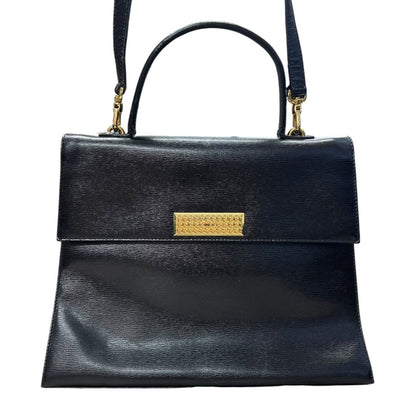 UNKNOWN Textured Leather UNKNOWN Handbag Black Gold Hardware Ch2156