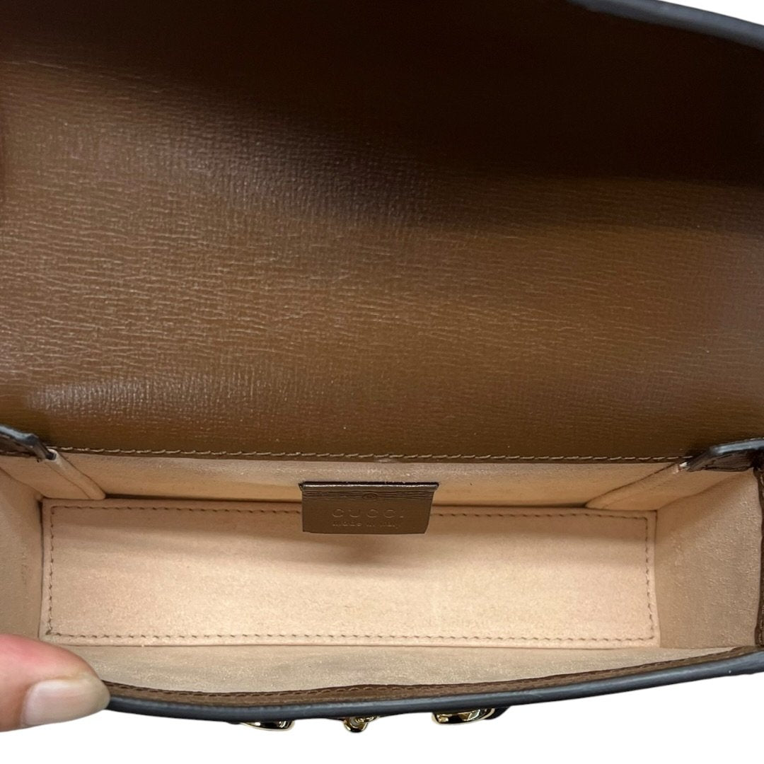 GUCCI GG Supreme Horsebit 1955 Wallet with Chain Shoulder Bag Beige, Ebony, Brown Gold Hardware GU627