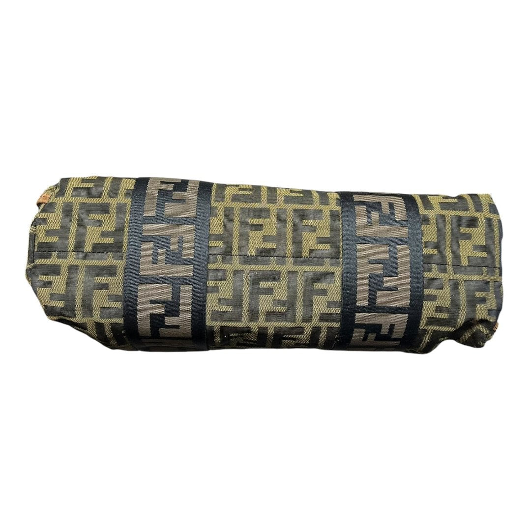 FENDI Zucca Canvas Zucca Monogram Tote Bag Brown, Black, Tan Gold-tone Hardware FE383