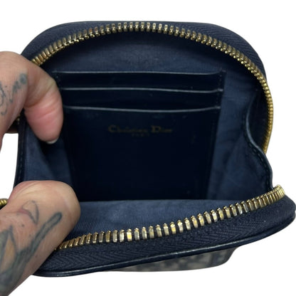 Christian DIOR Oblique Canvas Dior Oblique Vertical Pouch Navy Blue and Beige Gold Hardware Ch2158