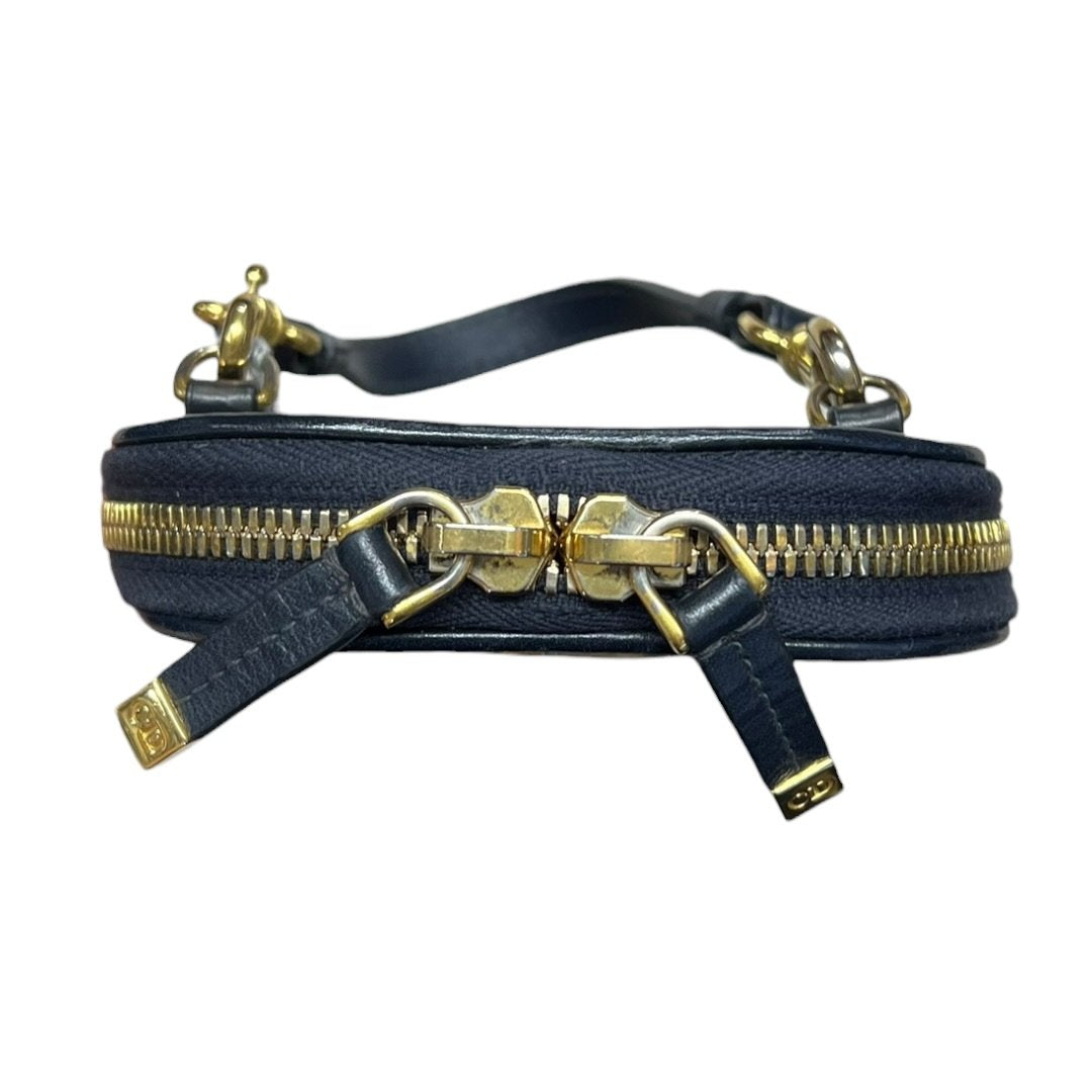 Christian DIOR Oblique Canvas Dior Oblique Vertical Pouch Navy Blue and Beige Gold Hardware Ch2158