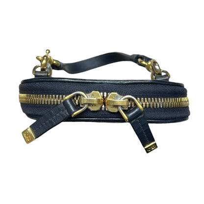 Christian DIOR Oblique Canvas Dior Oblique Vertical Pouch Navy Blue and Beige Gold Hardware Ch2158