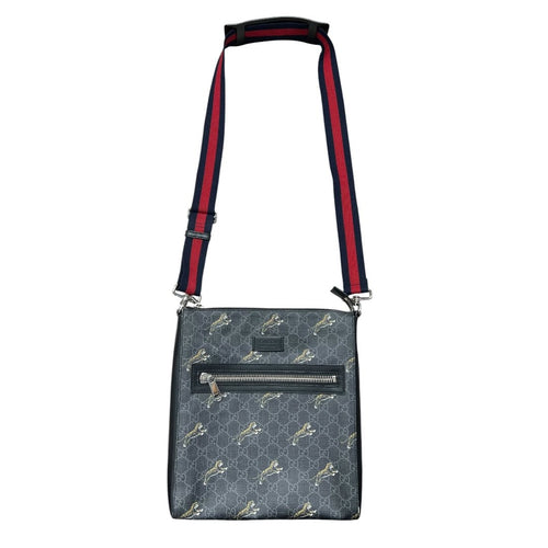 GUCCI GG Supreme Tiger Print GG Supreme Messenger Bag Messenger Bag Grey, Black, Multi-color Silver Hardware GU625