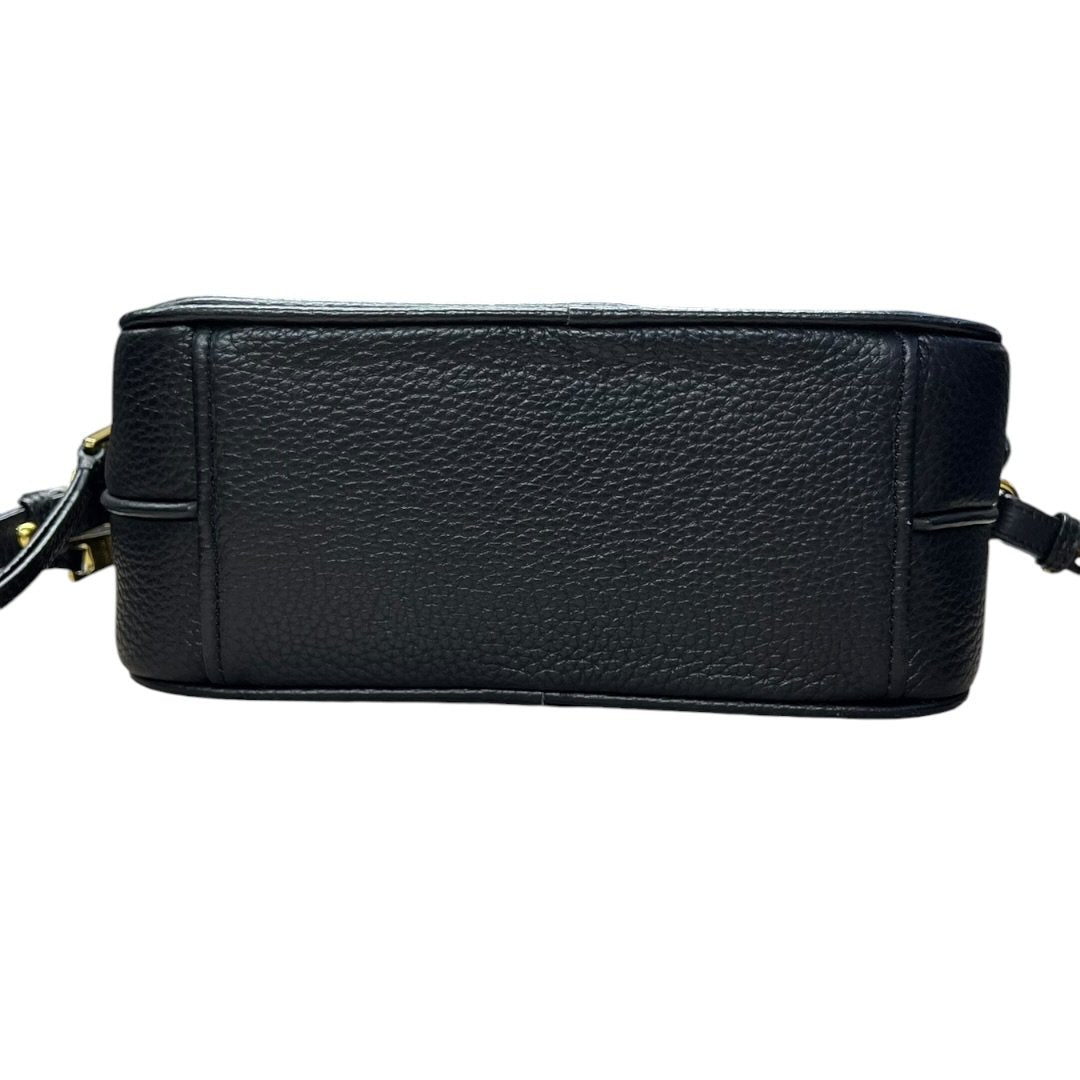 PRADA Vitello Daino Double Zip Crossbody Bag Crossbody Bag Black Gold Hardware PR204