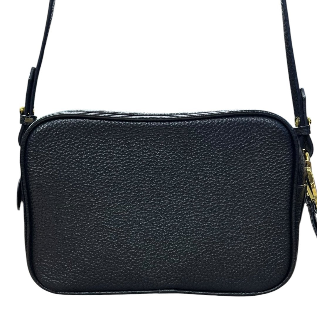PRADA Vitello Daino Double Zip Crossbody Bag Crossbody Bag Black Gold Hardware PR204