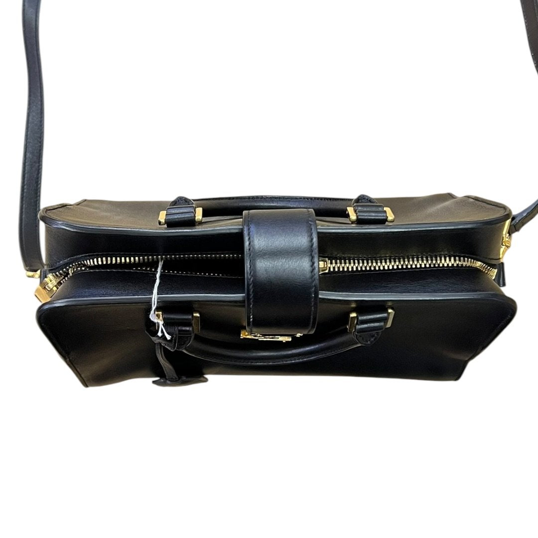 SAINT LAURENT Calfskin Uptown Top Handle Bag Handbag, Shoulder Bag Black Gold Hardware Yv158