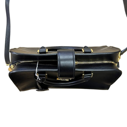 SAINT LAURENT Calfskin Uptown Top Handle Bag Handbag, Shoulder Bag Black Gold Hardware Yv158