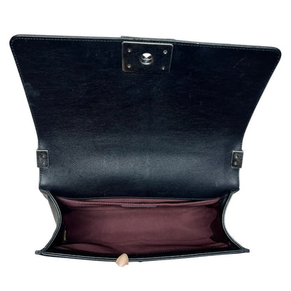 CHANEL Lambskin Boy Chanel Shoulder Bag Black Silver Hardware CH2160